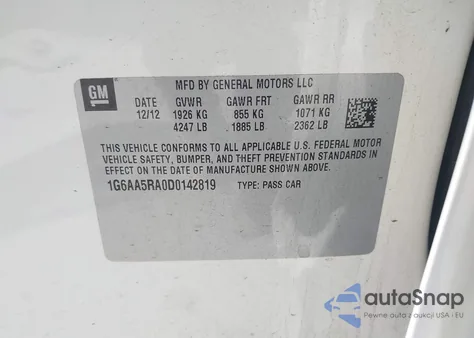 2013 Cadillac Ats Standard из США, поврежденный, VIN 1G6AA5RA0D0142819